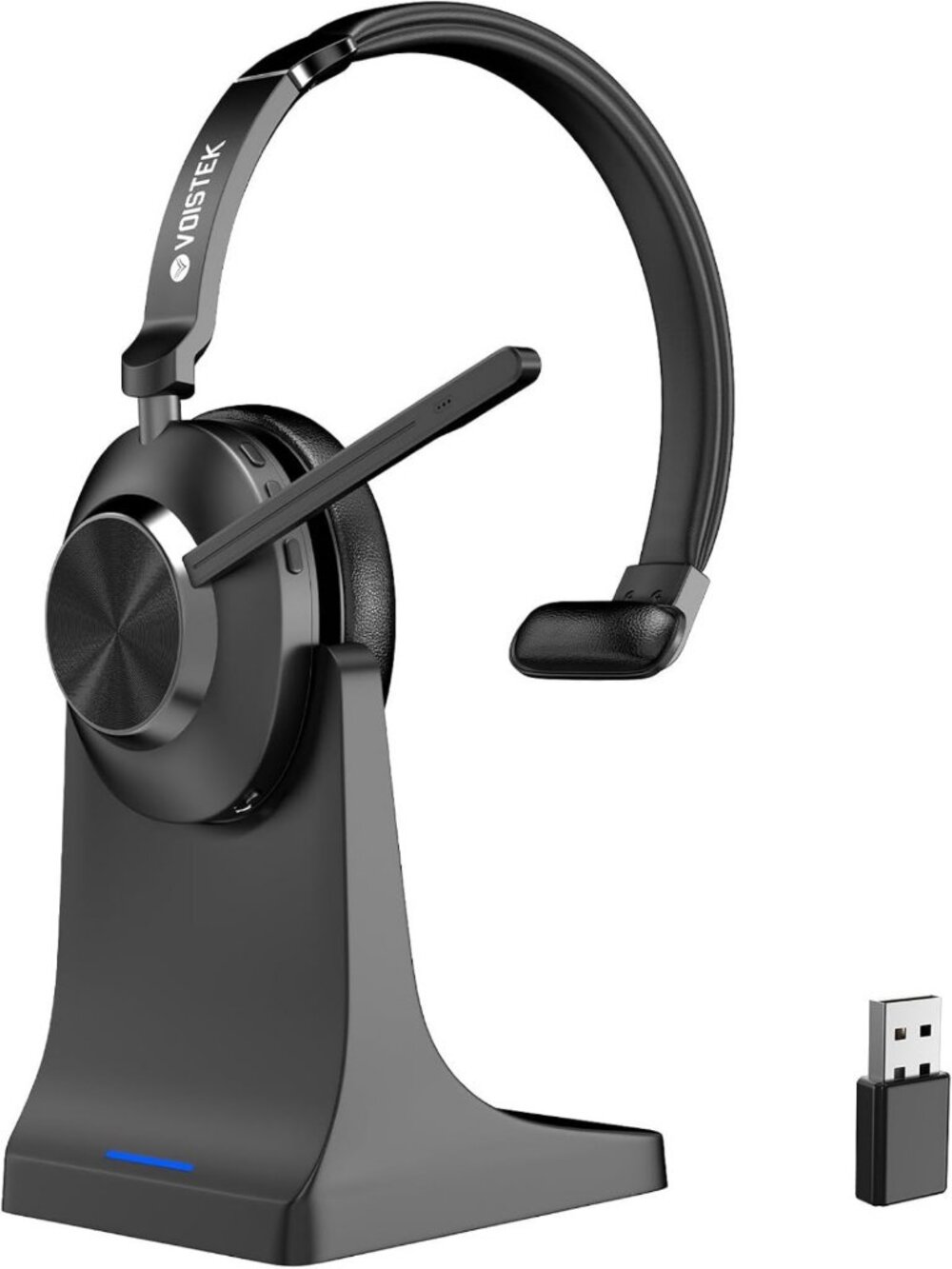 Wireless Bluetooth Headset with Noise Cancelling Mic & Mute Button for Zoom